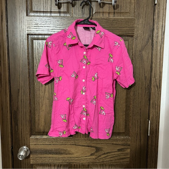 Erika Pink Graphic Button-Up Shirt - Picture 1 of 3